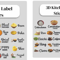 Waterproof Kitchen Spice Jar Label Stickers (Pack of 1 - 60 Stickers)